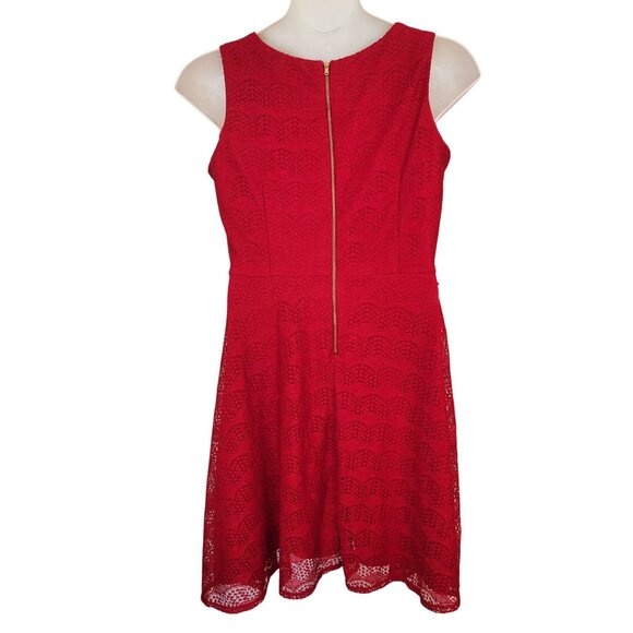 Danny Nicole 14 Red Lace Sleeveless Dress Formal Christmas Holiday Modest - Picture 5 of 7